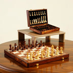 Juego de ajedrez plegable de madera unisex con piezas - Juego de mesa portátil