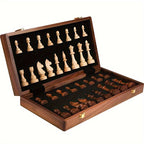 Juego de ajedrez plegable de madera unisex con piezas - Juego de mesa portátil