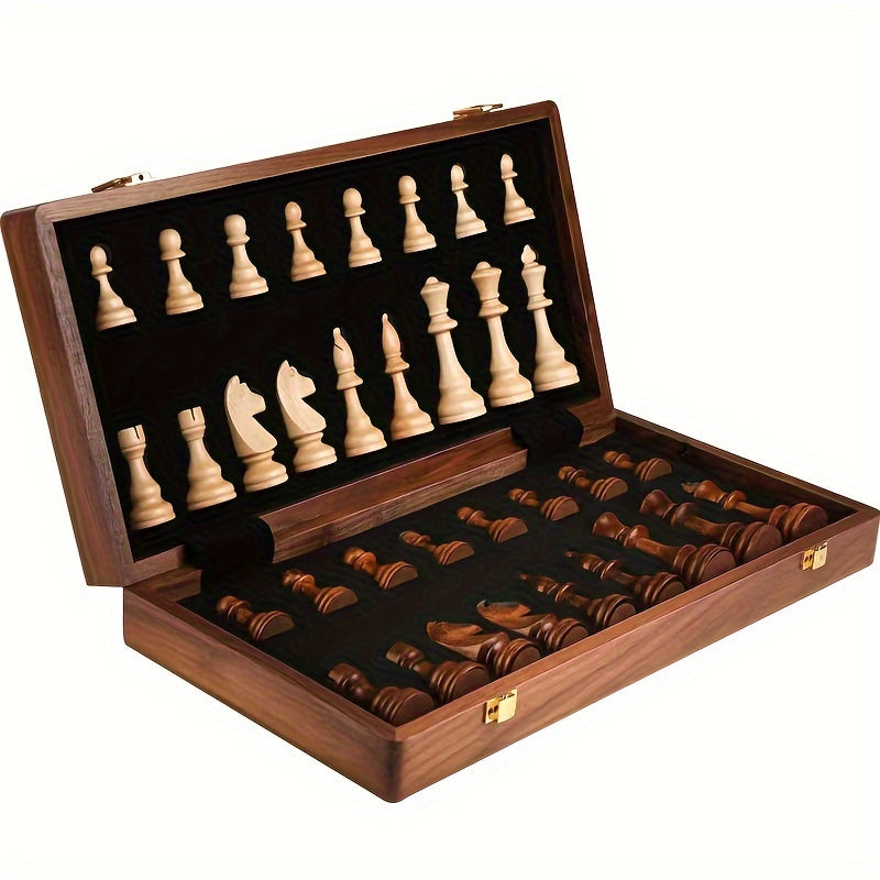 Juego de ajedrez plegable de madera unisex con piezas - Juego de mesa portátil