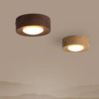 Lámpara de techo LED de madera con acabado en nogal y diseño redondo minimalista
