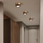Lámpara de techo LED de madera con acabado en nogal y diseño redondo minimalista