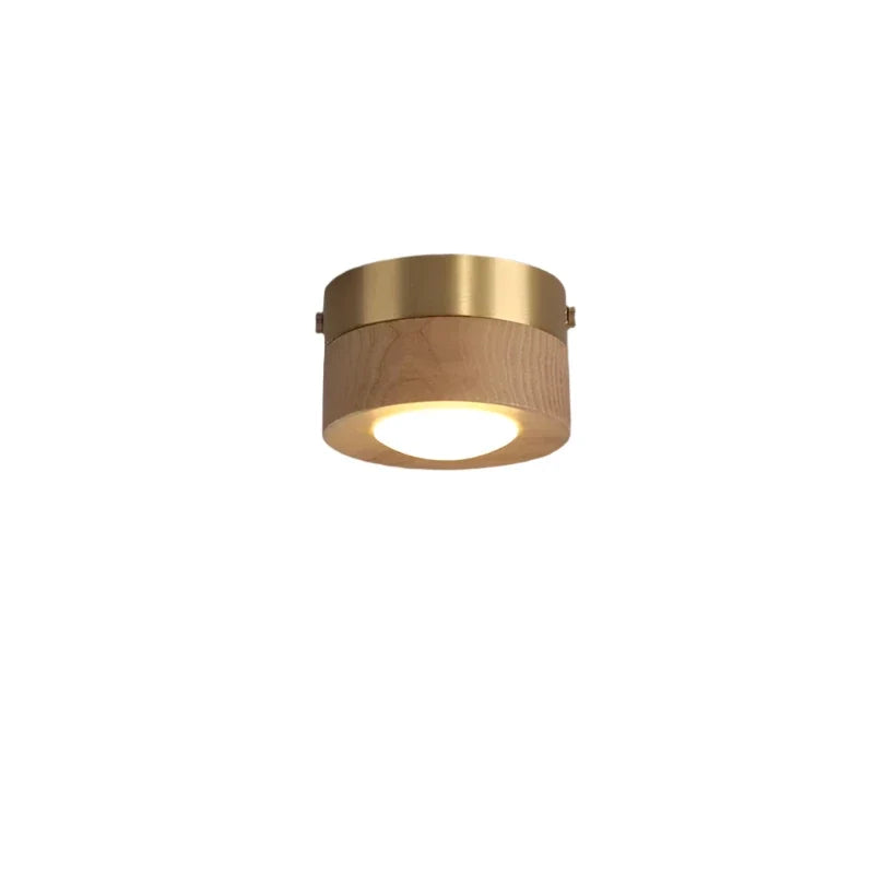 Lámpara de techo LED de madera con acabado en nogal y diseño redondo minimalista
