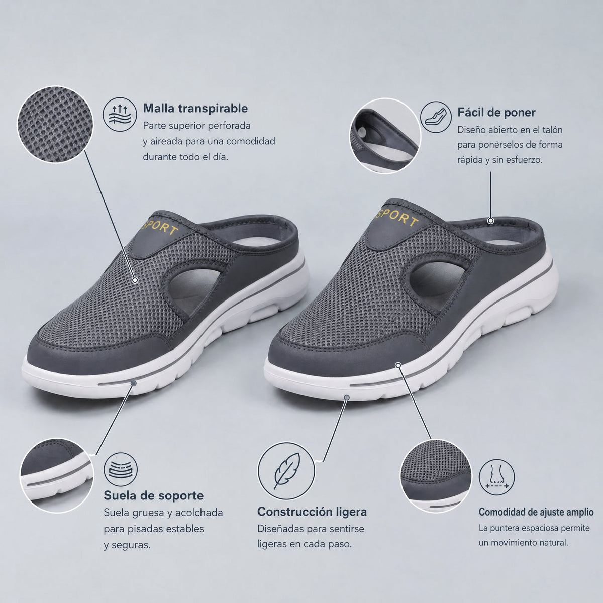 Zapatillas ortopédicas de hombre sin cordones | Calzado