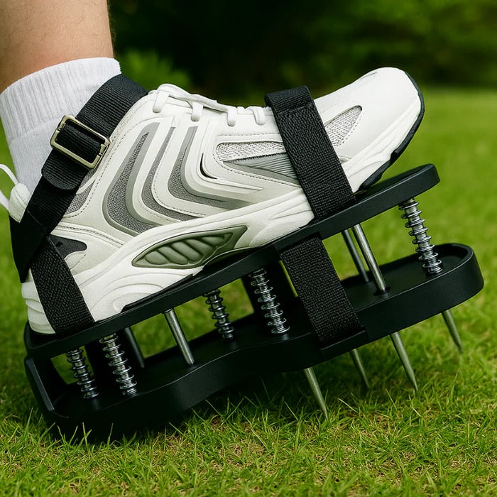 Zapatos aireadores para el cuidado del césped sin esfuerzo