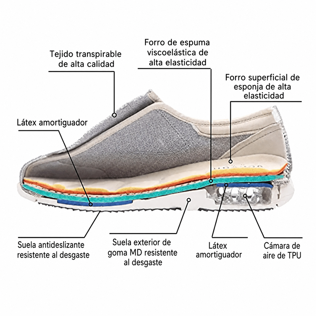 Zapatos diabéticos extra anchos con espuma viscoelástica: alivio de presión y comodidad